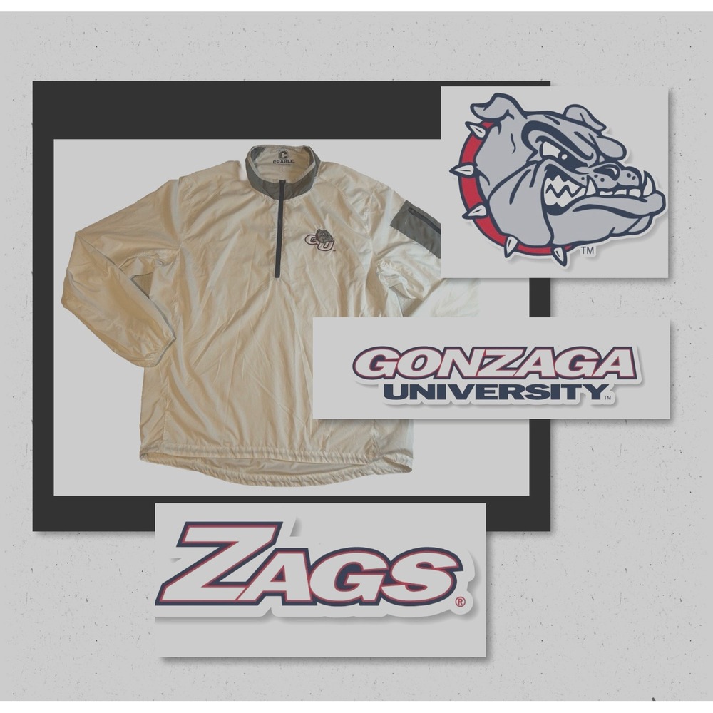 GU Gonzaga University Bulldogs 1/4 Zip Windbreaker Jacket White Mens XL
